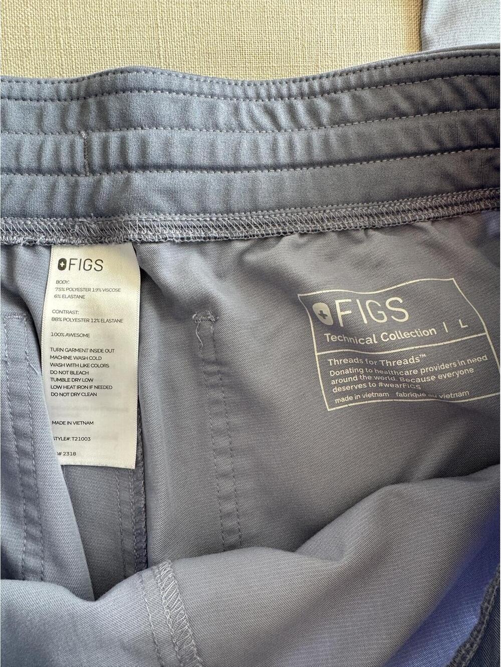 FIGS Livingston Space Dye Scrub Pants Vapor Blue Large - Picture 3 of 3